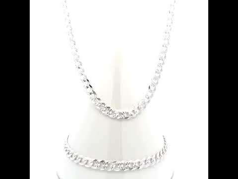 925 Silver Solid Pave Super Flat Cuban Chain Silver 5.2mm-24