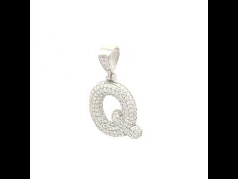 925 Sterling Silver 1.20ct Moissanite Initial Alphabet Q Charm Pendant