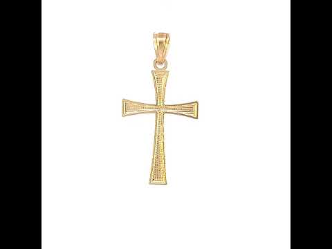 10K Yellow Gold Unisex Cross Religious Charm Pendant