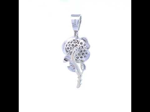 925 Sterling Silver Womens Cubic-Zirconia Rose Flower Fashion Charm Pendant