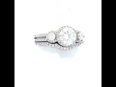925 Sterling Silver Womens 1.82ct Moissanite Duo Ring Bridal Set Ring Size 6