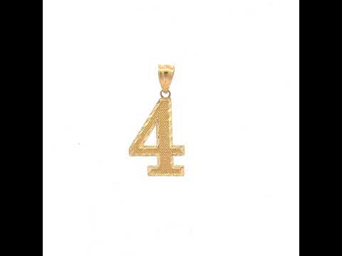 14K Gold Number "4" Pendant