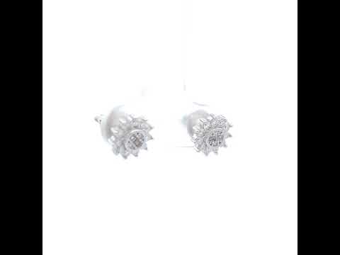 925 Sterling Silver Womens Round Baguette 0.36ct, 0.05ct Moissanite Sunburst Fashion Stud Earrings