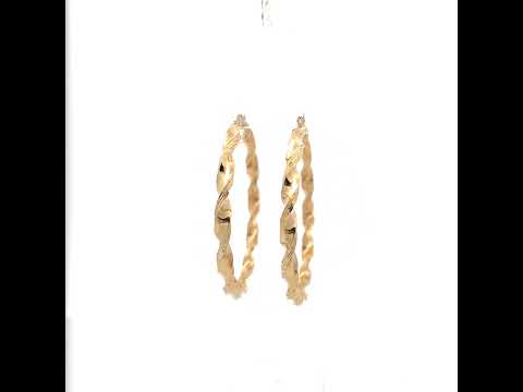 14K Gold Fancy Hoop Earrings 4mm-50