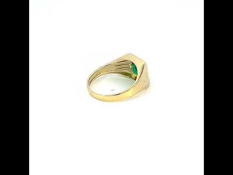 10K Yellow Gold Womens Green Princess Cut Cubic-Zirconia Square Head Fashion Ring