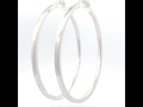 925 Sterling Silver Womens Diamond-Cut Square Tube Hoop Earrings