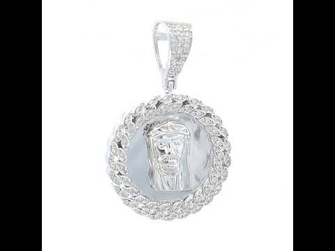925 Sterling Silver Mens 0.69ct Moissanite Jesus Religious Charm Pendant