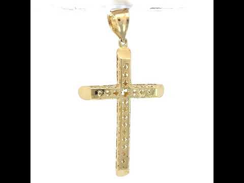 10K Two-tone Gold Mens Crucifix Cross Religious Charm Pendant