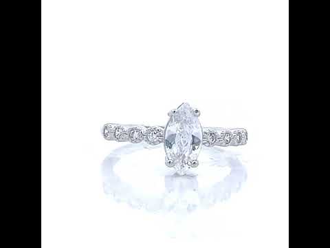 925 Sterling Silver Womens Marquise Round Cubic-Zirconia Fashion Engagement Ring