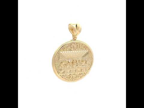 10K Yellow Gold Mens Last Supper Religious Charm Pendant