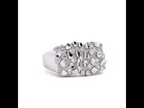 925 Sterling Silver Mens Cubic-Zirconia Nugget Fashion Ring