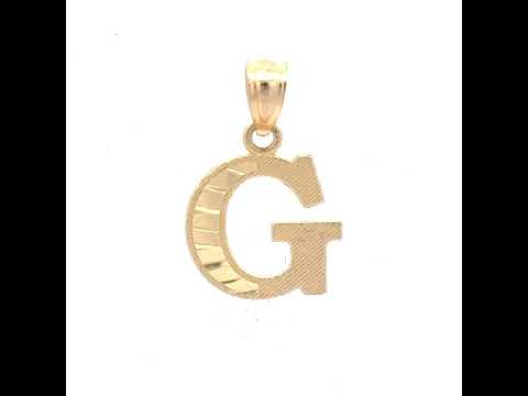 10K Two-Tone Gold Unisex Diamond-Cut Initial G Charm Pendant