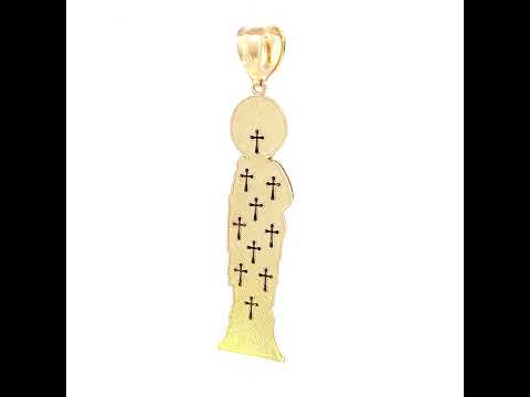 14K Two-tone Gold Mens St. Jude Religious Charm Pendant