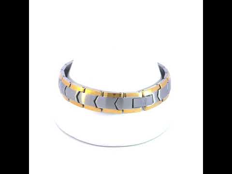 Stainless Steel Yellow-tone Mens Fashion Bracelet Size 8.5 Inches
