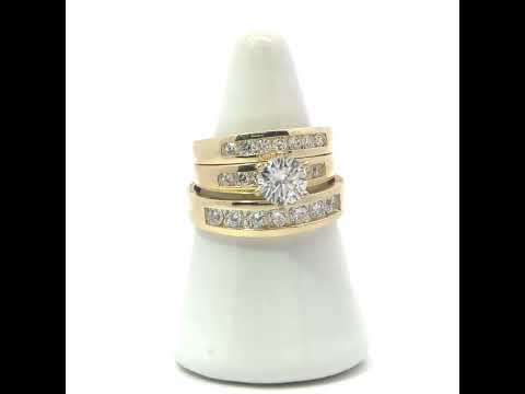 10K Yellow Gold Cubic-Zirconia His & Hers Trio Ring Set
