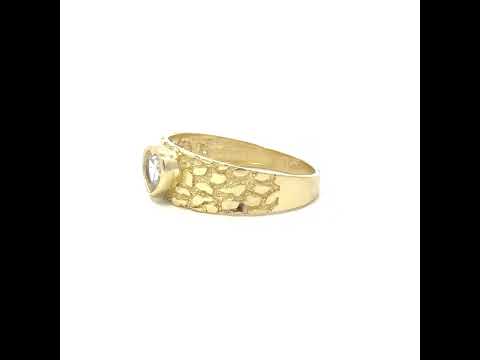 10K Yellow Gold Women Heart Cubic-Zirconia Nugget Heart Ring