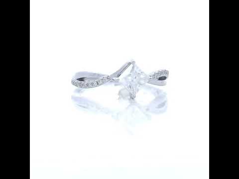 925 Sterling Silver Womens 1.00ct Baguette 0.21ct Round Moissanite Fashion Engagement Ring Size 5