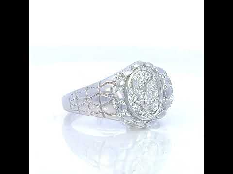 925 Sterling Silver Mens Nugget Eagle Bird Wildlife Ring Size 11