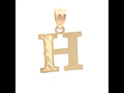 10K Two-Tone Gold Unisex Diamond-Cut Initial H Charm Pendant