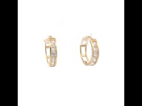 10K Yellow Gold Womens Cubic-Zirconia Fashion Hoop Earrings