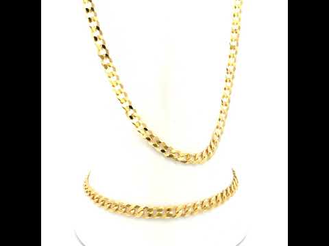 925 Silver Solid Super Flat Cuban Chain Yellow 3.7mm-18