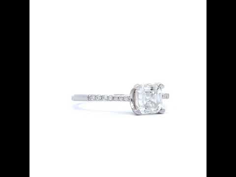 925 Sterling Silver Womens 1.42ct Cushion-cut Round Moissanite Solitaire Engagement Ring Size 7