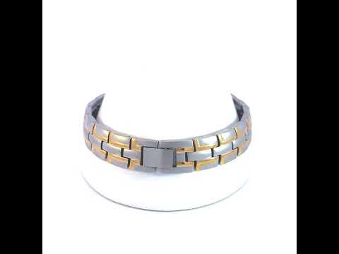 Stainless Steel Yellow-tone Mens Fashion Bracelet Size 8.5 Inches
