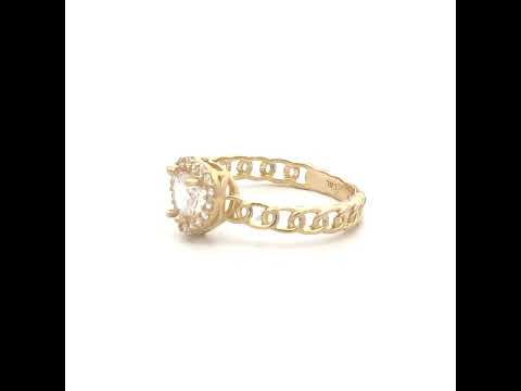 10K Yellow Gold Womens Round Heart Cubic-Zirconia Fashion Ring