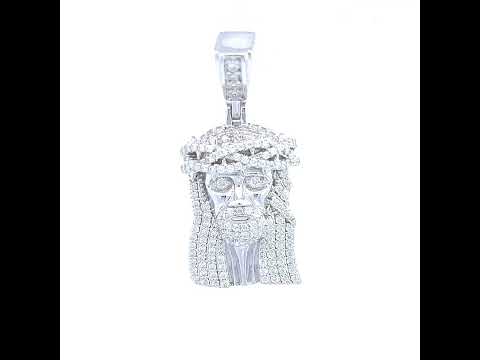 925 Sterling Silver Mens 0.91ct Moissanite Jesus Religious Charm Pendant