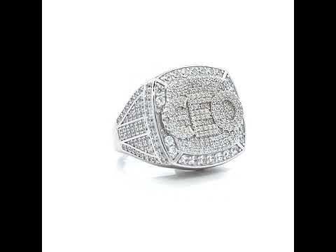 925 Sterling Silver Mens Cubic-Zirconia CEO Square Head Fashion Ring Size 10