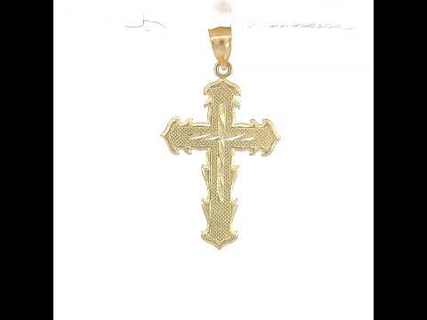 10K Yellow Gold Unisex Cross Religious Charm Pendant