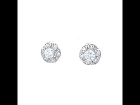 925 Sterling Silver Womens Cubic-Zirconia Flower Fashion Stud Earrings