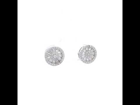 925 Sterling Silver Womens Baguette Round Moissanite Round Fashion Stud Earrings