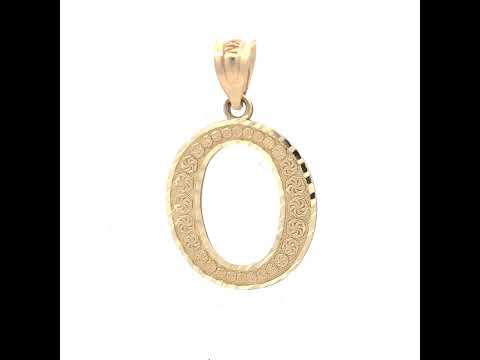 10K Yellow Gold Unisex Diamond-Cut Initial Letter O Charm Pendant