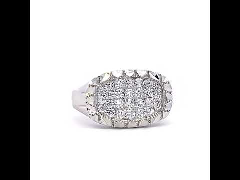 925 Sterling Silver Mens Cubic-Zirconia Oval Head Fashion Ring Size 12