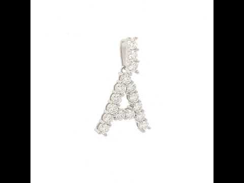 925 Sterling Silver Unisex 1.62ct Moissanite Initial Alphabet A Charm Pendant