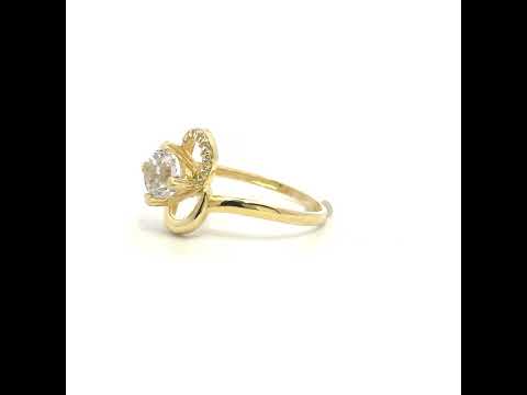 10K Yellow Gold Womens Cubic-Zirconia Heart Prongs Openwork Fashion Ring