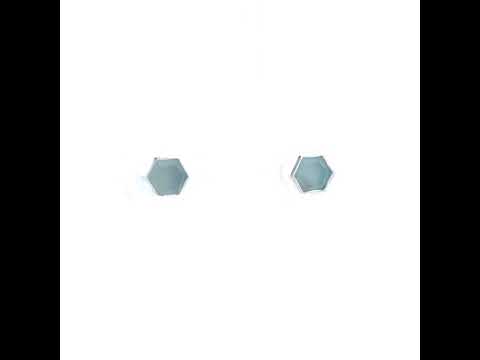 925 Sterling Silver Women Natural Blue Stone Octagon Fashion Stud Earrings