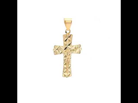 10K Yellow Gold Unisex Crucifix Cross Religious Pendant