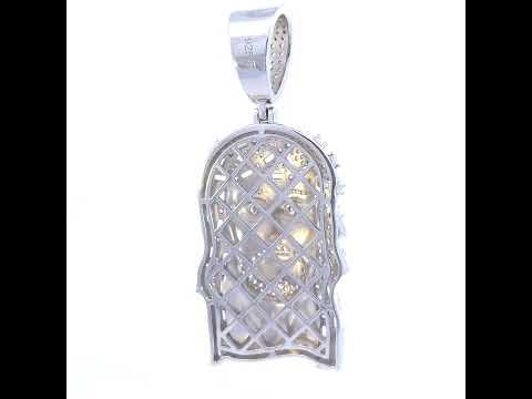 925 Sterling Silver Mens Baguette Round Cubic-Zirconia Jesus Religious Charm Pendant