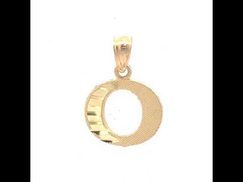 10K Two-Tone Gold Unisex Diamond-Cut Initial O Charm Pendant