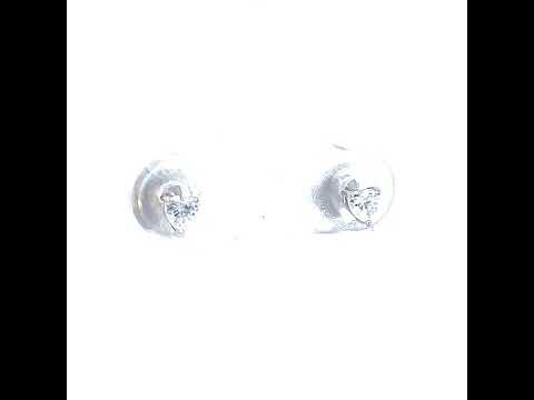 925 Sterling Silver Womens Heart Cubic-Zirconia Heart Stud Earrings
