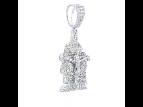 925 Sterling Silver Mens 1.06ct Moissanite Crucifix Jesus Religious Pendant