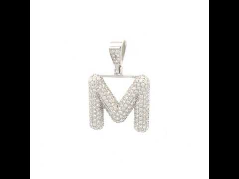 925 Sterling Silver 1.32ct Moissanite Initial Alphabet M Charm Pendant
