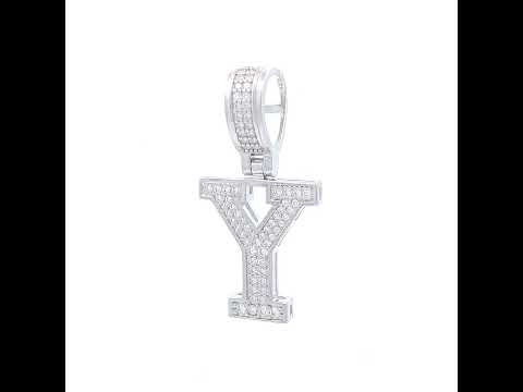 925 Sterling Silver Unisex 0.43ct Moissanite Initial Alphabet Y Charm Pendant