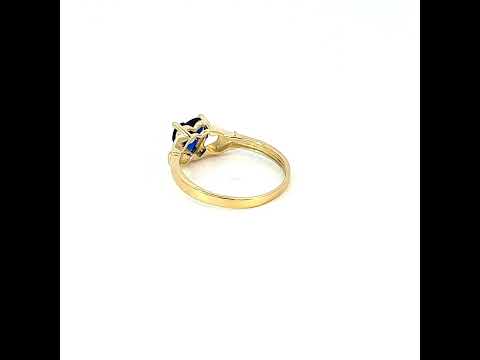 10K Yellow Gold Baby Blue Heart Cubic-Zirconia Claddagh Good Luck Ring