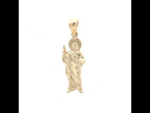 10K Yellow Gold Mens St. Jude Religious Charm Pendant