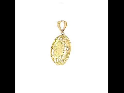10K Yellow Gold Mens World Map Charm Pendant