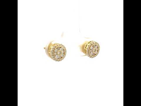 925 Sterling Silver Yellow-Tone Womens Round Baguette 0.36ct, 0.15ct Moissanite Round Fashion Stud Earrings