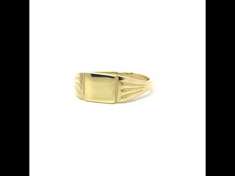 10K Yellow Gold Mens Square Head Signet Ring